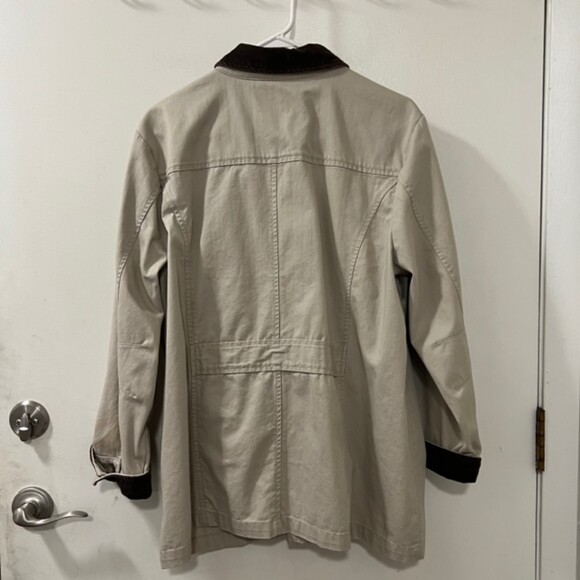 Christopher & Banks Tan Twill Corduroy Collar Button Down Long Sleeve Jacket XL - Picture 4 of 9